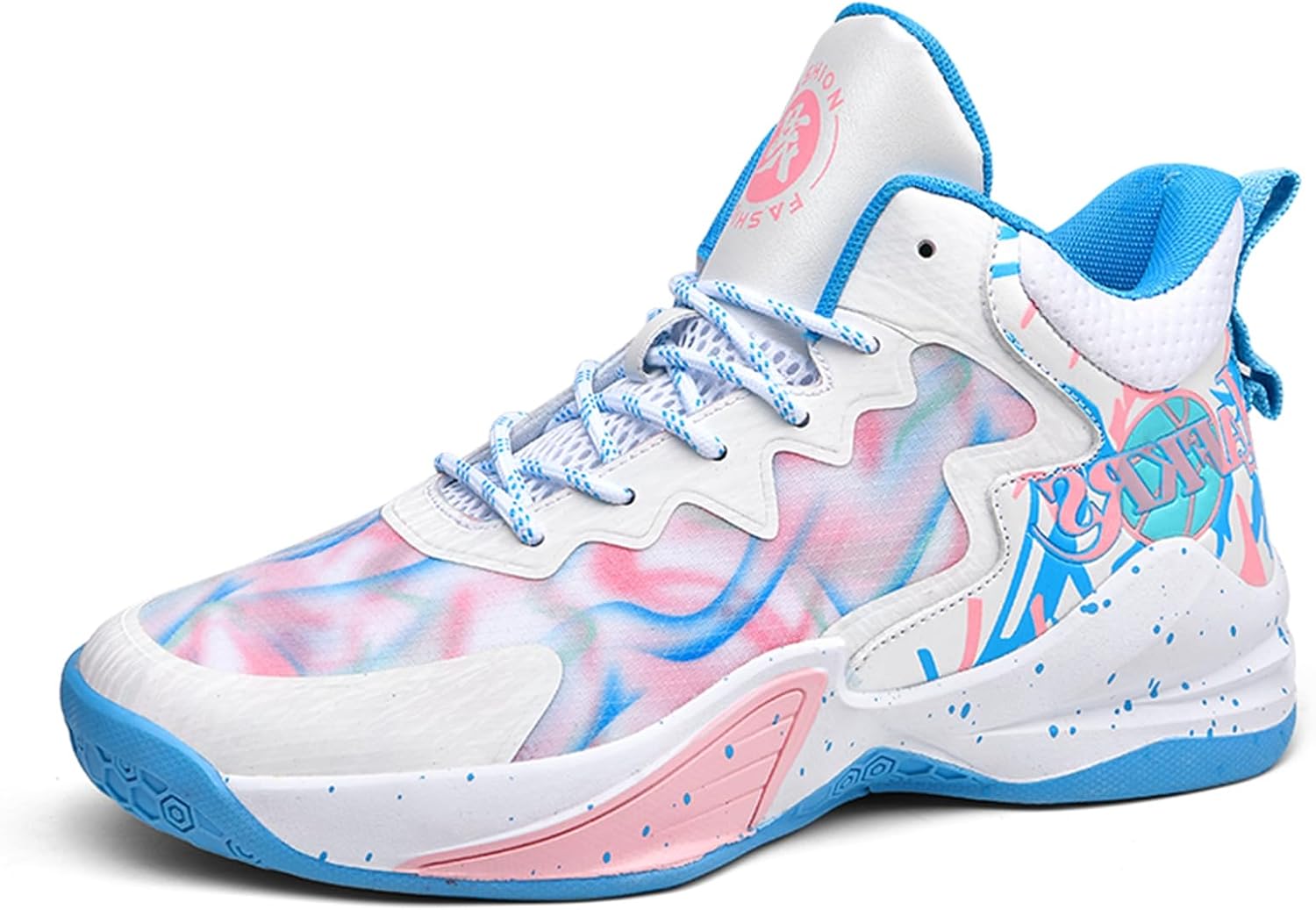 

Мужские кожаные кроссовки на шнуровке, стильные, противоскользящие, легкие, с амортизацией, высокие баскетбольные обувь, подходящие для улицы, баскетбола на кампусе, бега и бадминтона Negyanme, розовый