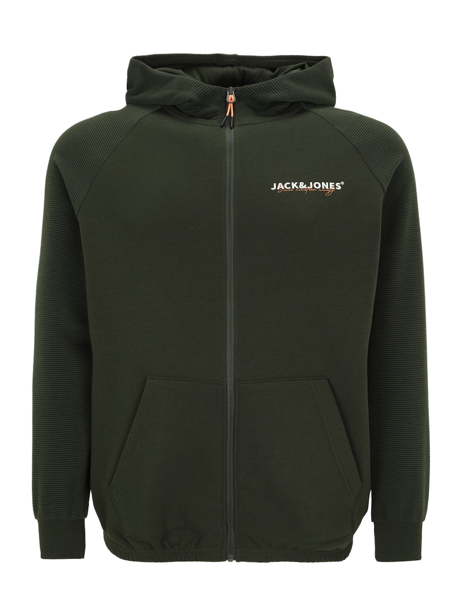 

Толстовка с капюшоном на молнии Jack & Jones Plus JJTHATCHER, темно-зеленый