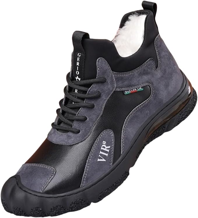 

Мужские зимние термоизолированные высокие кроссовки для походов - легкие, противоскользящие, прочные и теплые повседневные спортивные обувь Hoalox, черный/серый