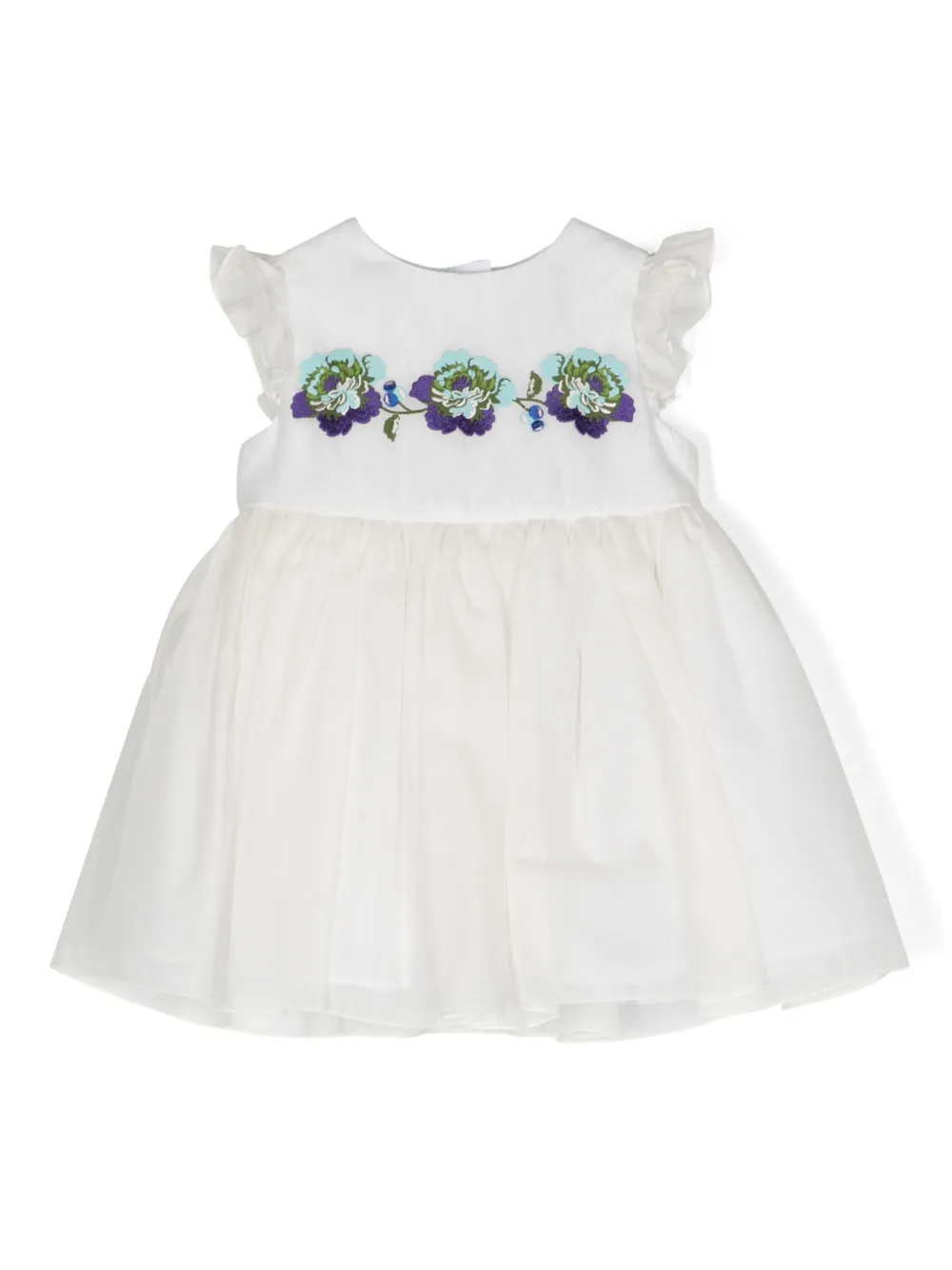 

Платье с оборками и цветочной вышивкой ETRO KIDS, белый