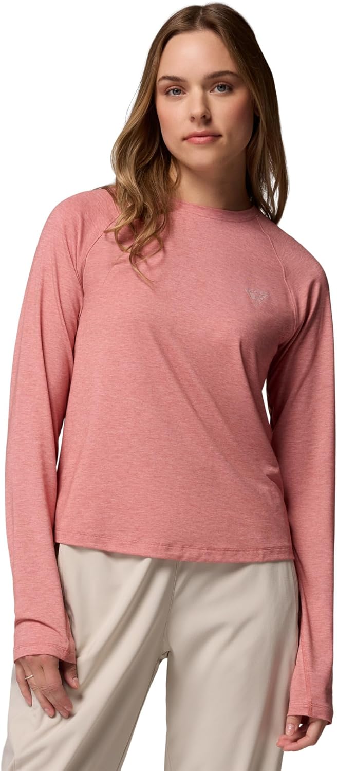 

Футболка Columbia Womens PFG Uncharted Knit Long Sleeve, Rosewood Heather, Коричневый, Футболка Columbia Womens PFG Uncharted Knit Long Sleeve, Rosewood Heather