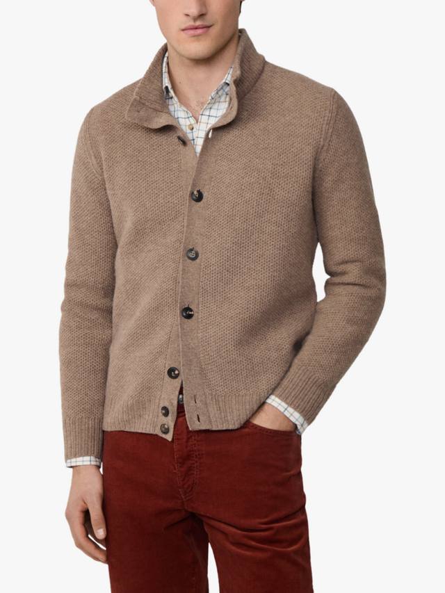 

Кардиган с длинными рукавами из мериносовой шерсти Hackett London, Putty Beige