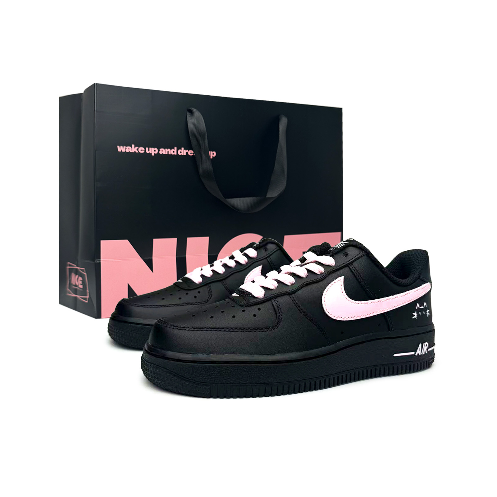 

Nike Унисекс, черный с розовыми вставками, низкие кеды для скейтбординга Sweetheart Kitten из синтетической кожи, увеличивающие высоту