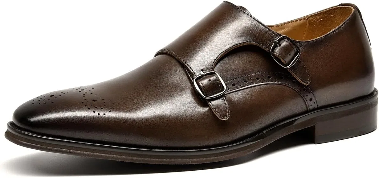 Лоферы мужские кожаные BEAU TODAY, модель Double Monk Strap, цвет Coffee