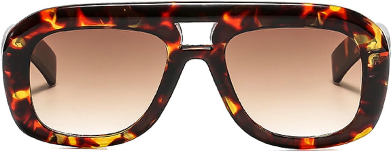 

Солнцезащитные очки в стиле ретро с двойной перемычкой, квадратной формы, модные градиентные линзы, защита от УФ-излучения UV400, трендовые солнцезащитные очки цвета шампанского mincl, C7