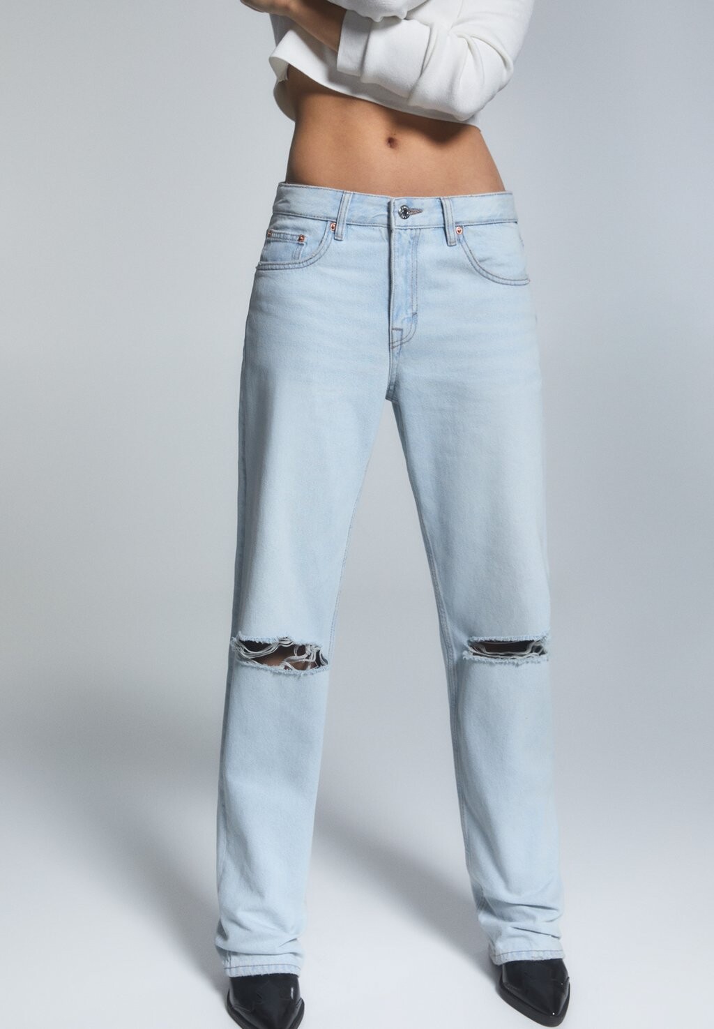 

Джинсы Straight Leg MID-WAIST PULL&BEAR, цвет blue denim