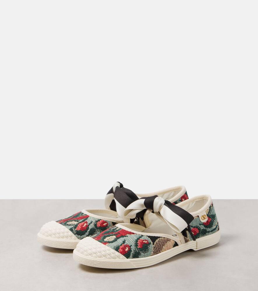 Бай бай жаккардовые слипоны Мэри Джейн Valentino Garavani, Nero-Fiori Multicolor/Ivory — фото 4