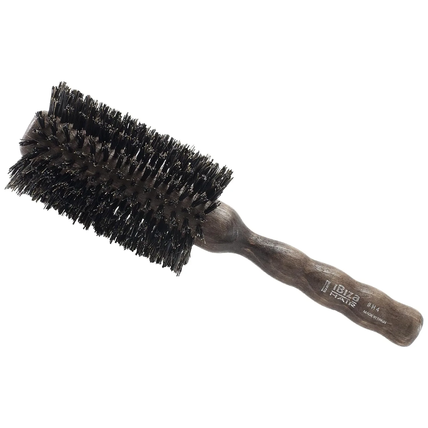 Круглая щетка Ibiza Hair Professional из щетины кабана (серия H) гибридная, равномерная или витая щетина кабана/нейлона и ручка из твердой древесины, для создания пляжных волн и локонов, для жестких или пушащихся волос H4
