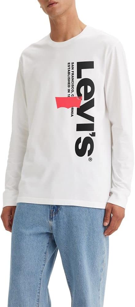 

Мужская свободная футболка с длинным рукавом Levi's с графическим принтом, (New) Vertical White Graphic