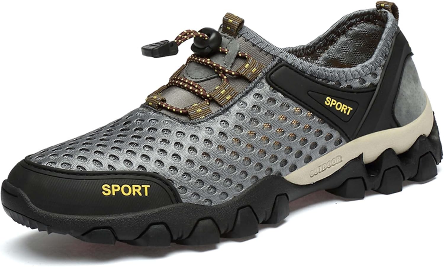 

Мужские повседневные прогулочные сандалии Нескользящие походные кроссовки для бездорожья Пляжная обувь для плавания и рыбалки Быстро сохнущие водные туфли Мужские летние сандалии Duagl, серый