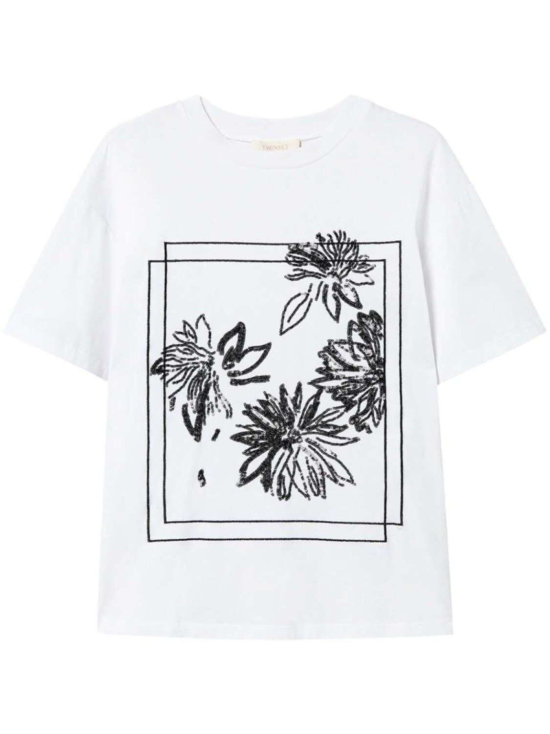 

TWINSET футболка с вышивкой пайетками, белый