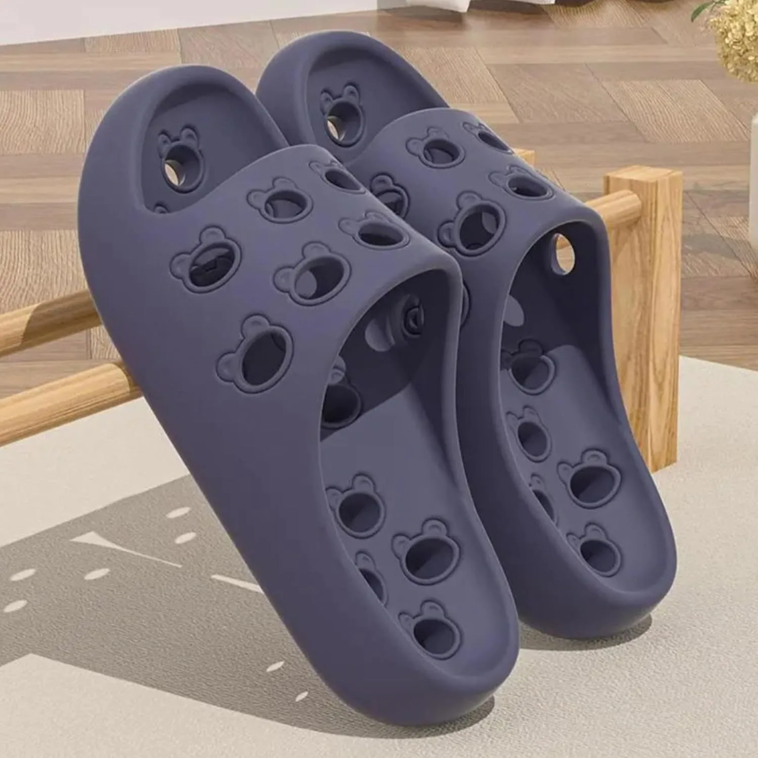 Мужские легкие тапочки для ванной, шлепанцы Cloud Flip-Flops, нескользящие тапочки на плоской подошве, удобные тапочки, мягкие банные тапочки, летние шлепанцы Generisch, темно-синий — фото 2