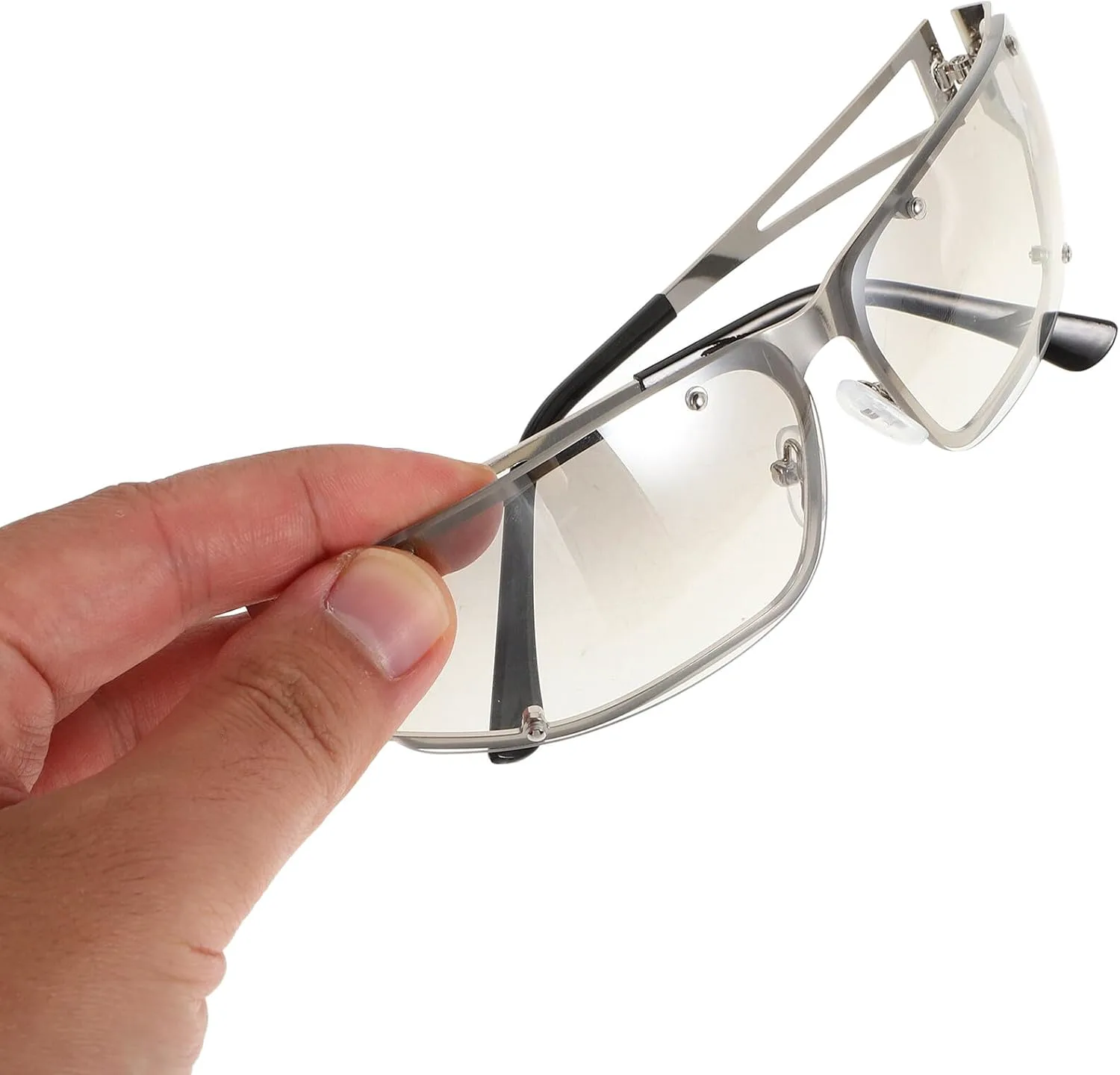 

Женские солнцезащитные очки в металлической оправе, в стиле ретро, ​​с полой оправой, для активного отдыха, модные летние аксессуары в серебристой оправе Holibanna