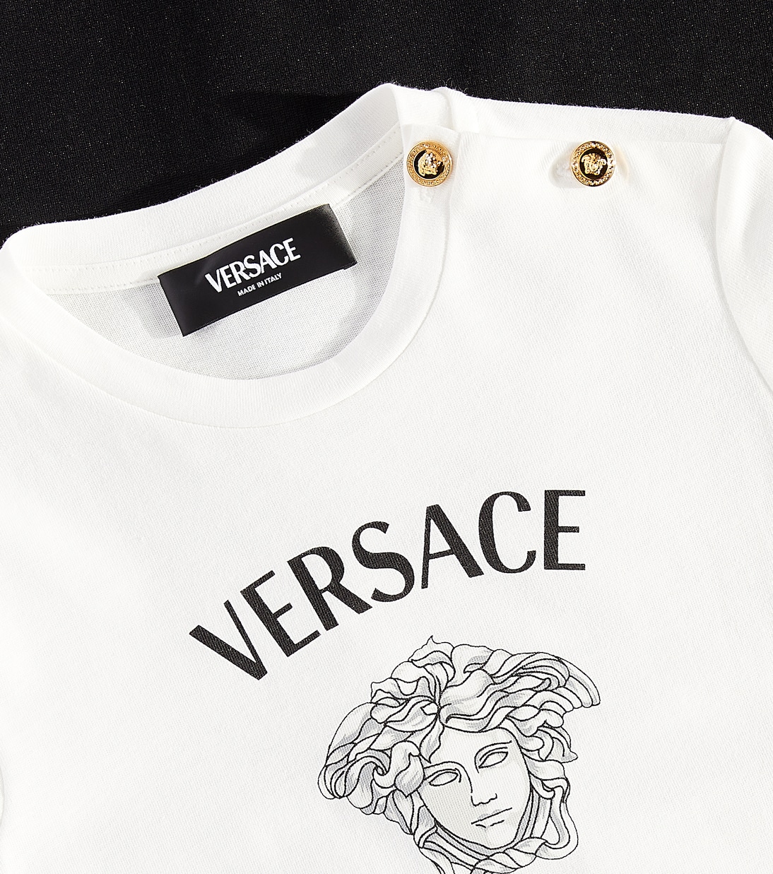 Платье Medusa Milano из хлопкового джерси Versace Kids, Bianco + Nero — фото 3