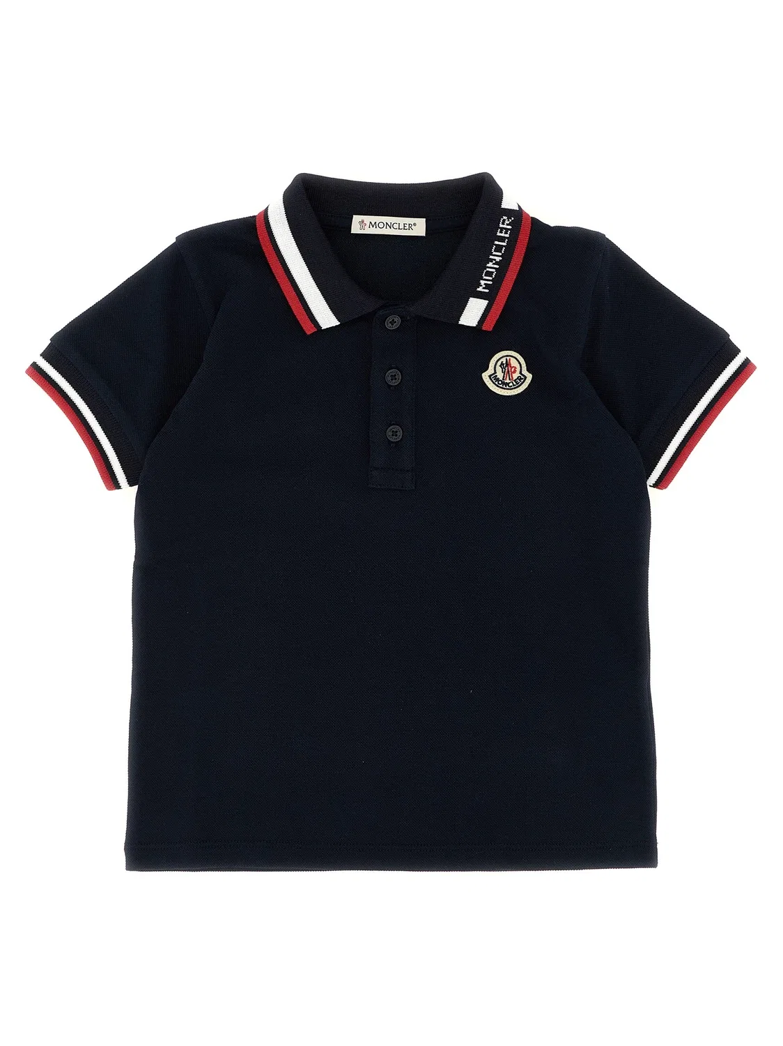 Футболка-поло с триколором Moncler Enfant, синий