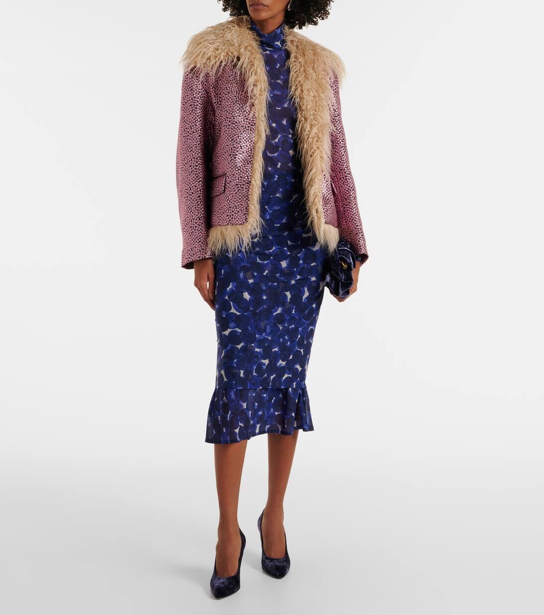 Куртка с отделкой из искусственного меха Dries Van Noten, розовый — фото 2