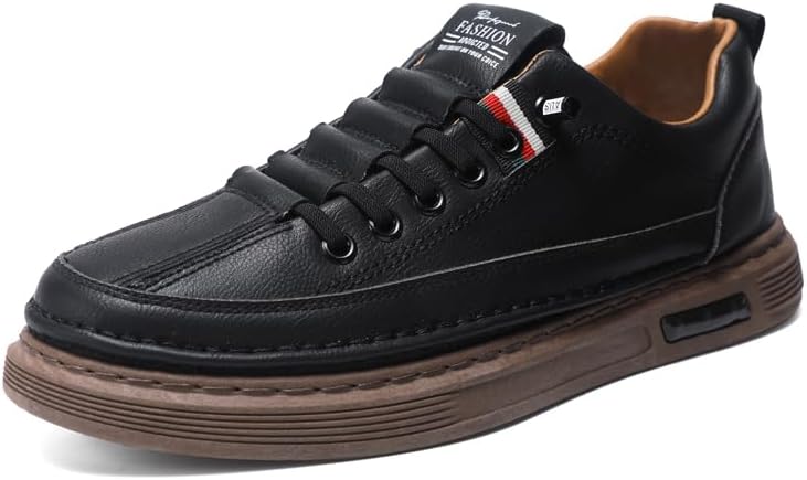 

Мужские повседневные кроссовки, с шнуровкой, низкие, из мягкой кожи, удобные для ходьбы, в белом, коричневом и черном цветах с контрастной подошвой Generic