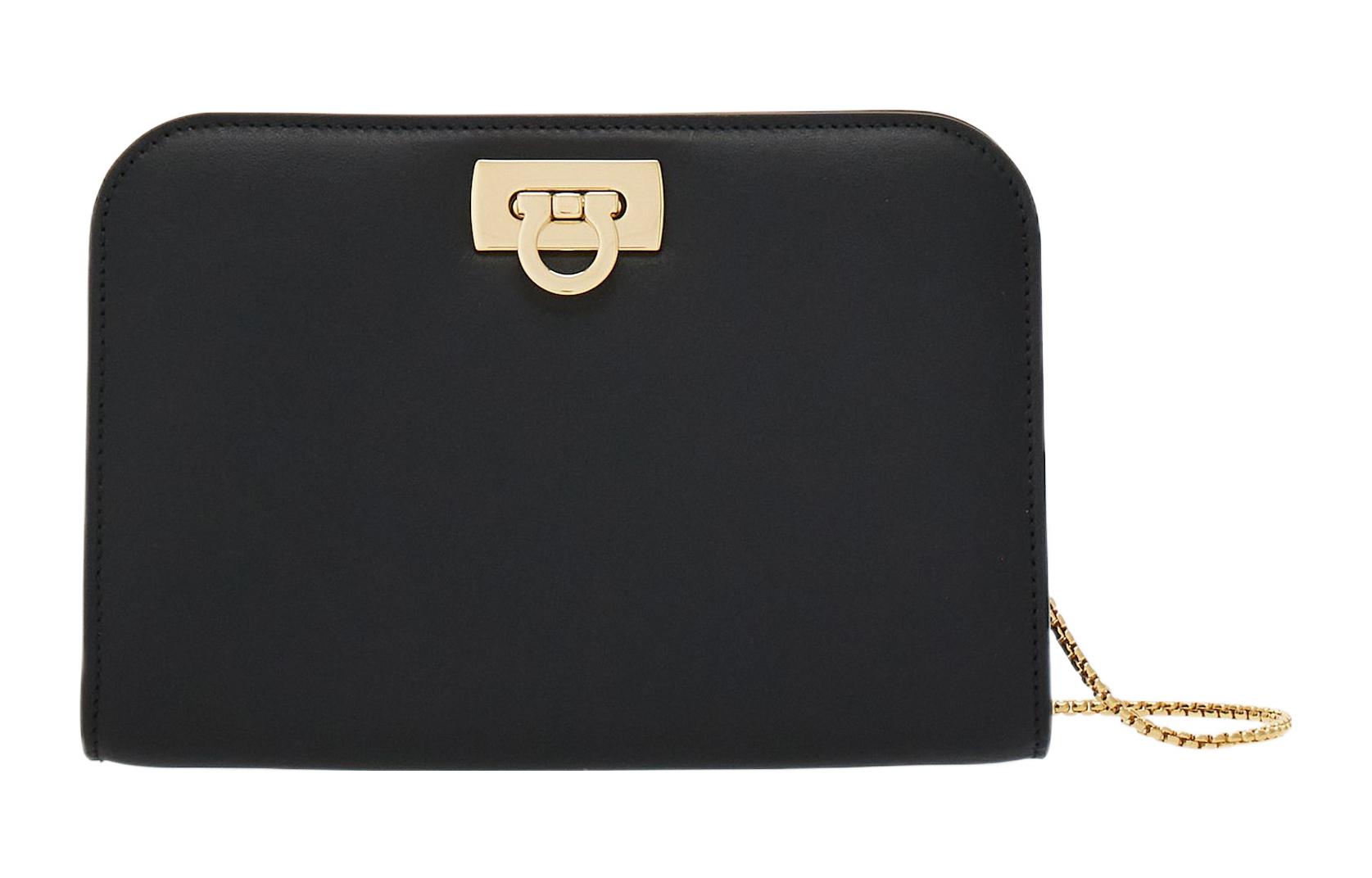

Ferragamo Мини-клатч из телячьей кожи женский черный