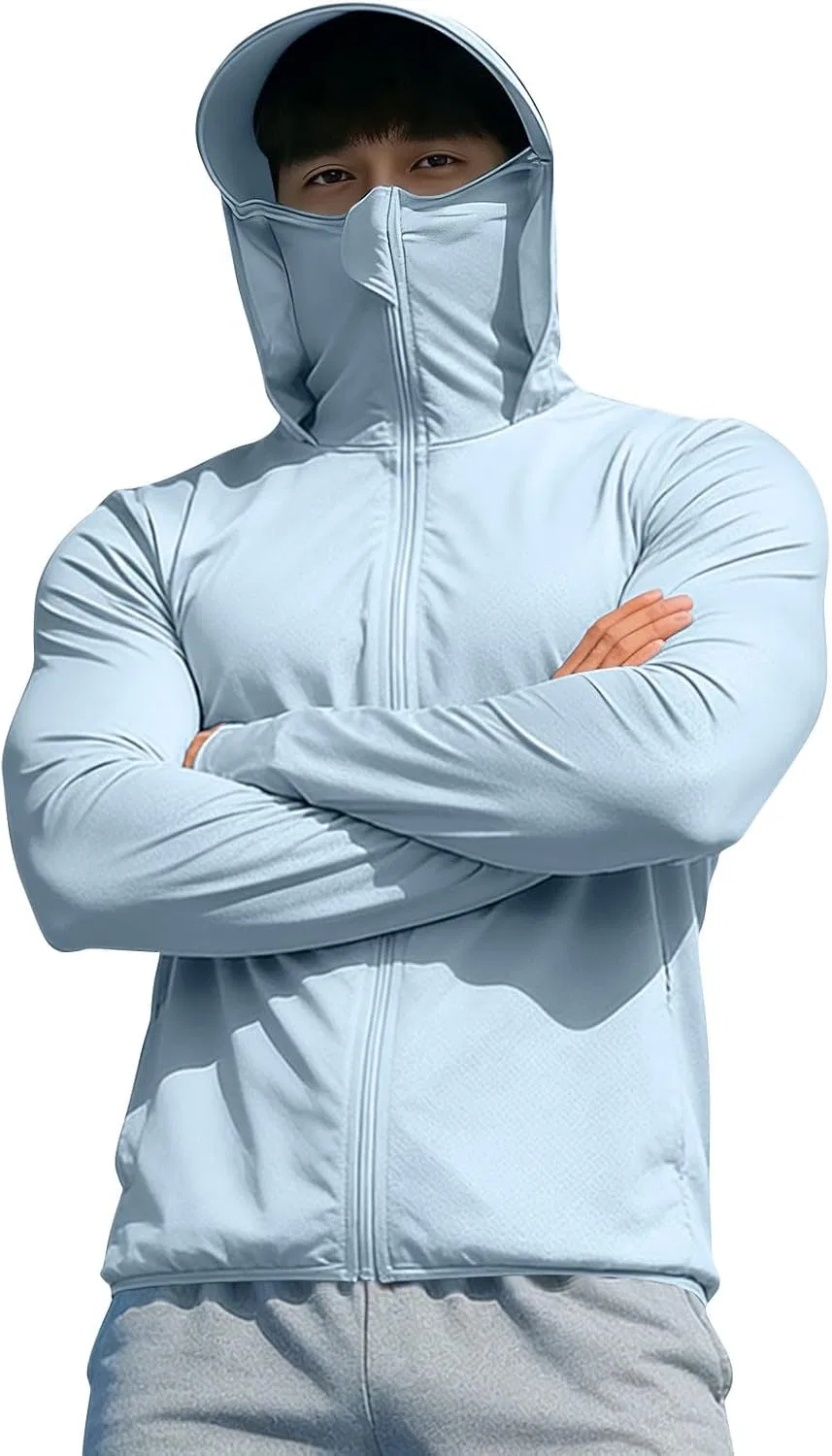Мужская худи с защитой от солнца UPF 50+, Light Blue — фото 2