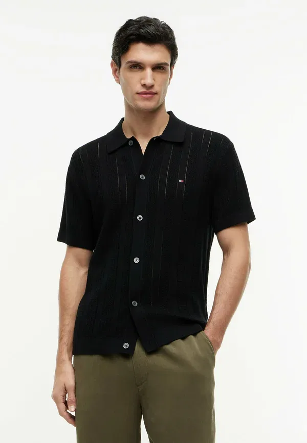 Футболка Tommy Hilfiger Pointelle Structure SS, черный меланж