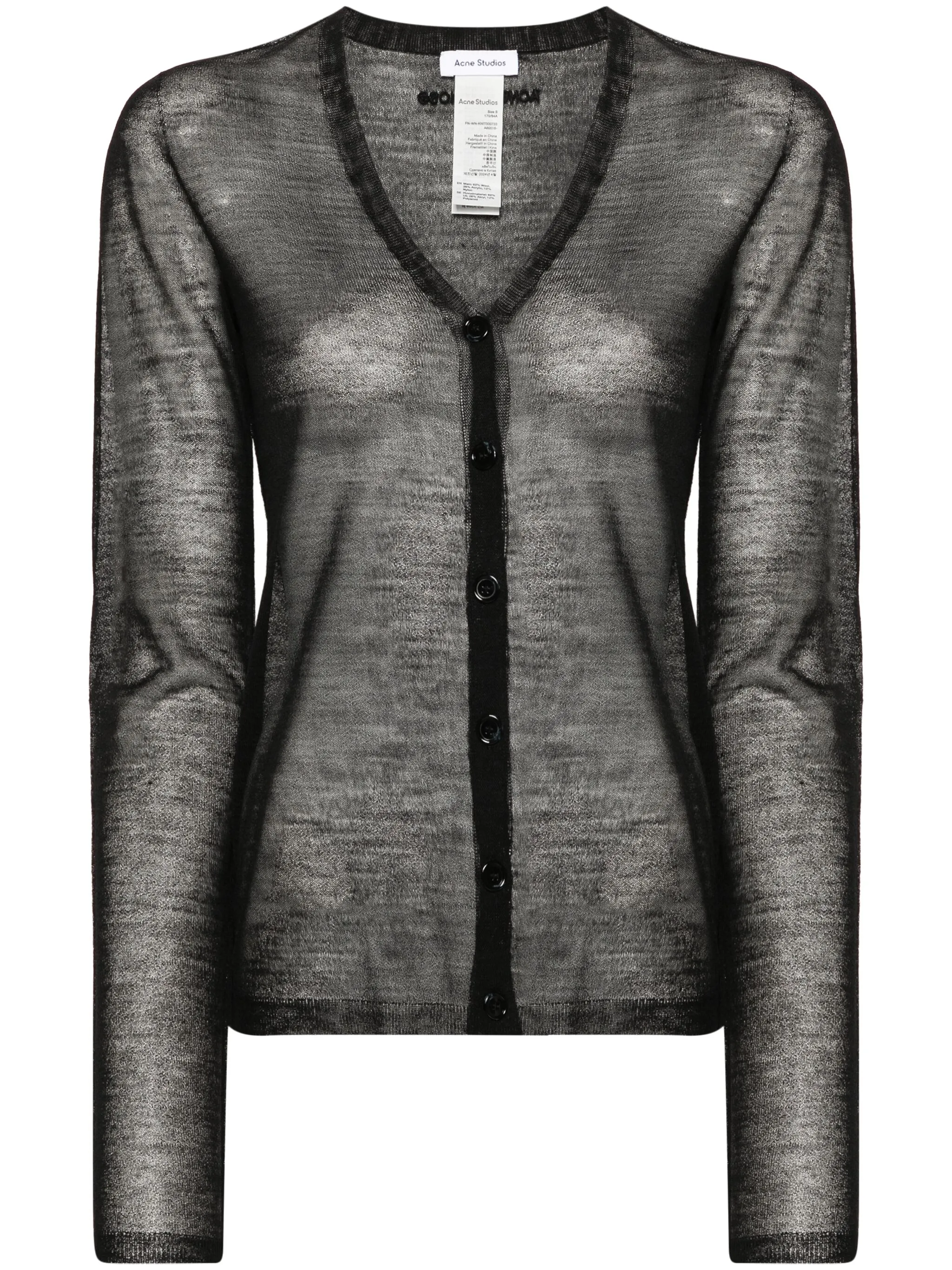 

Полупрозрачный кардиган в рубчик Acne Studios, черный