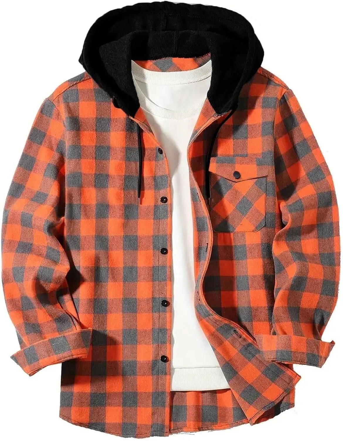 

Мужская фланелевая толстовка с капюшоном и карманами AQAYL