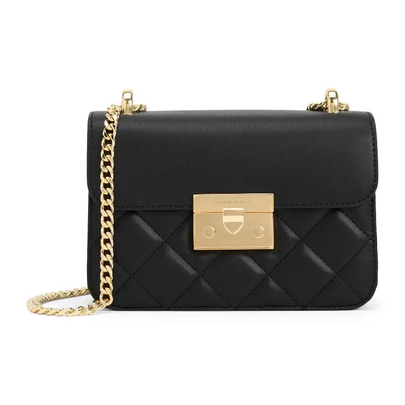 

Сумка кросс-боди женская Charles&Keith на золотой цепочке, черный