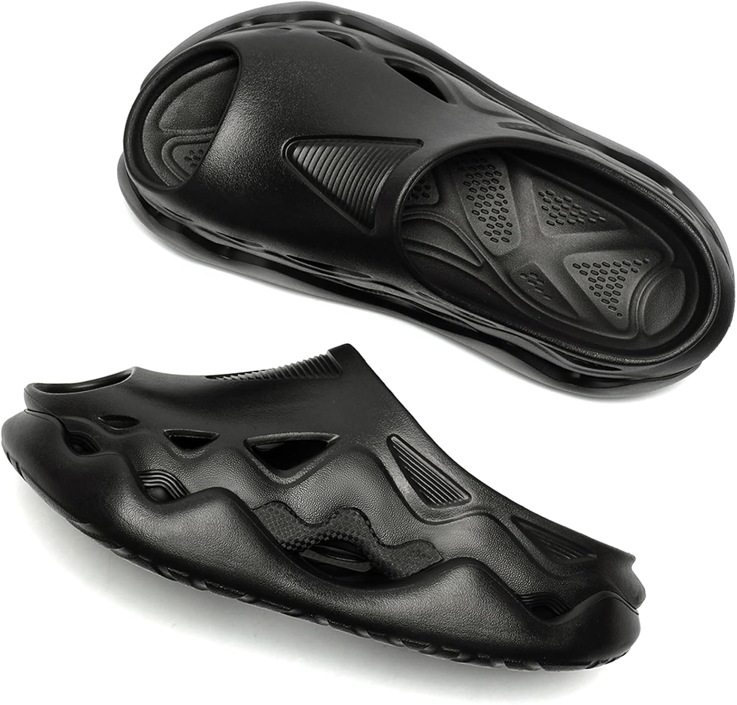 

Унисекс спортивная мода: стильные слайды с массивной платформой, сандалии, мюли и сабо для мужчин - дышащие, с пустотелой структурой Ceroiress, черный