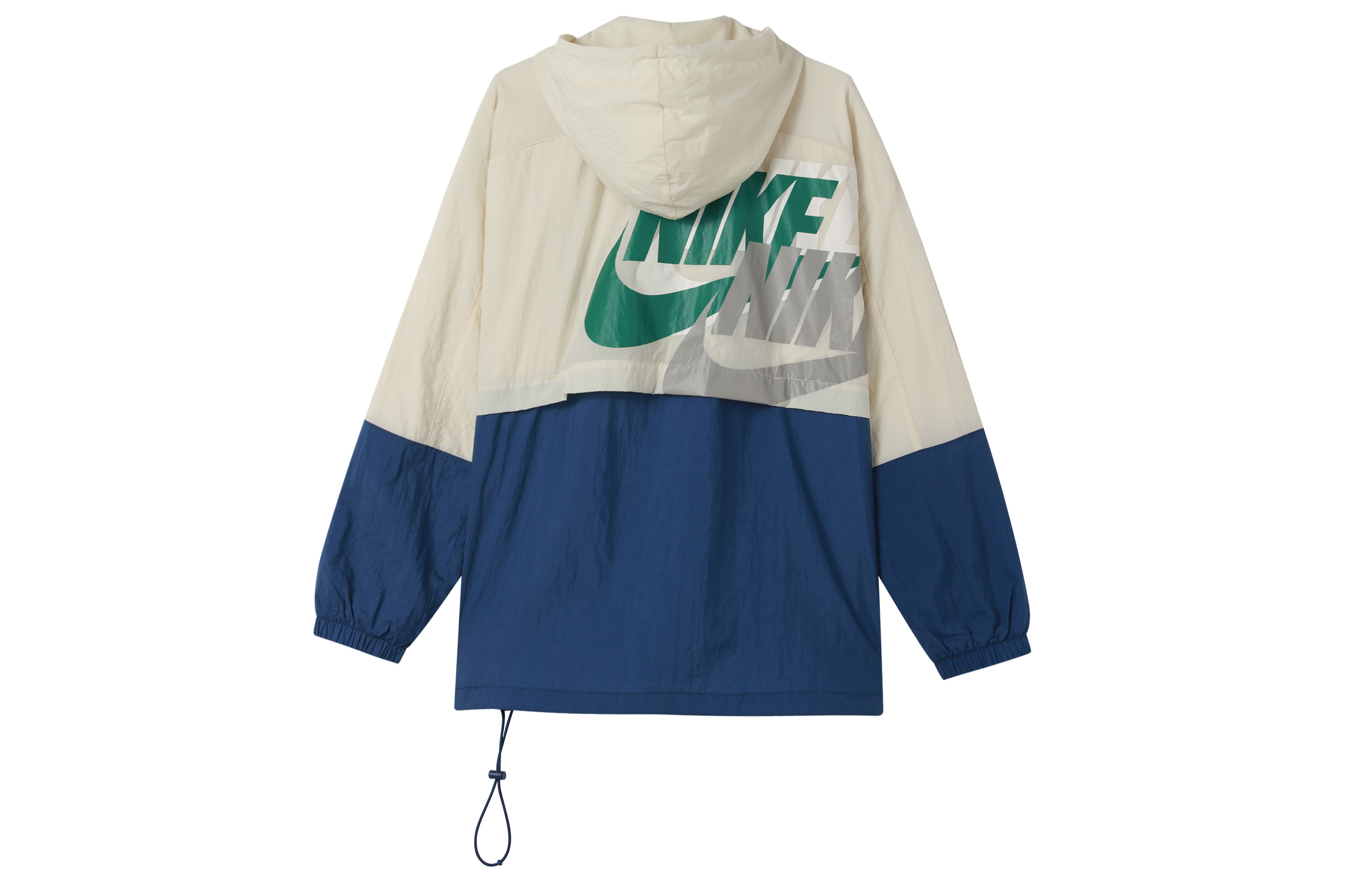 Легкая спортивная куртка Nike ретро с цветными блоками и принтом логотипа, экрю/синий — фото 3