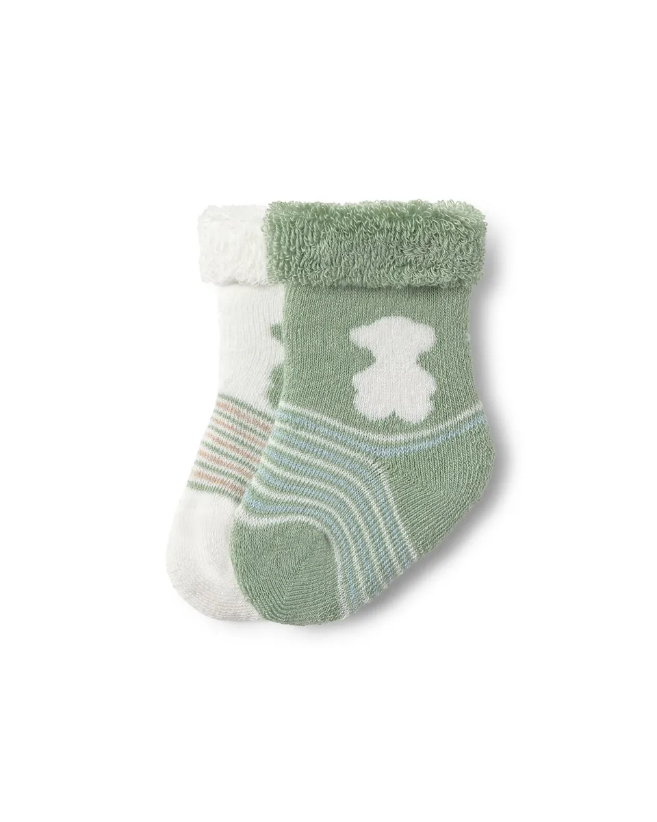 

Набор из 2 детских носков с медвежатами и полосками Tous, зеленый