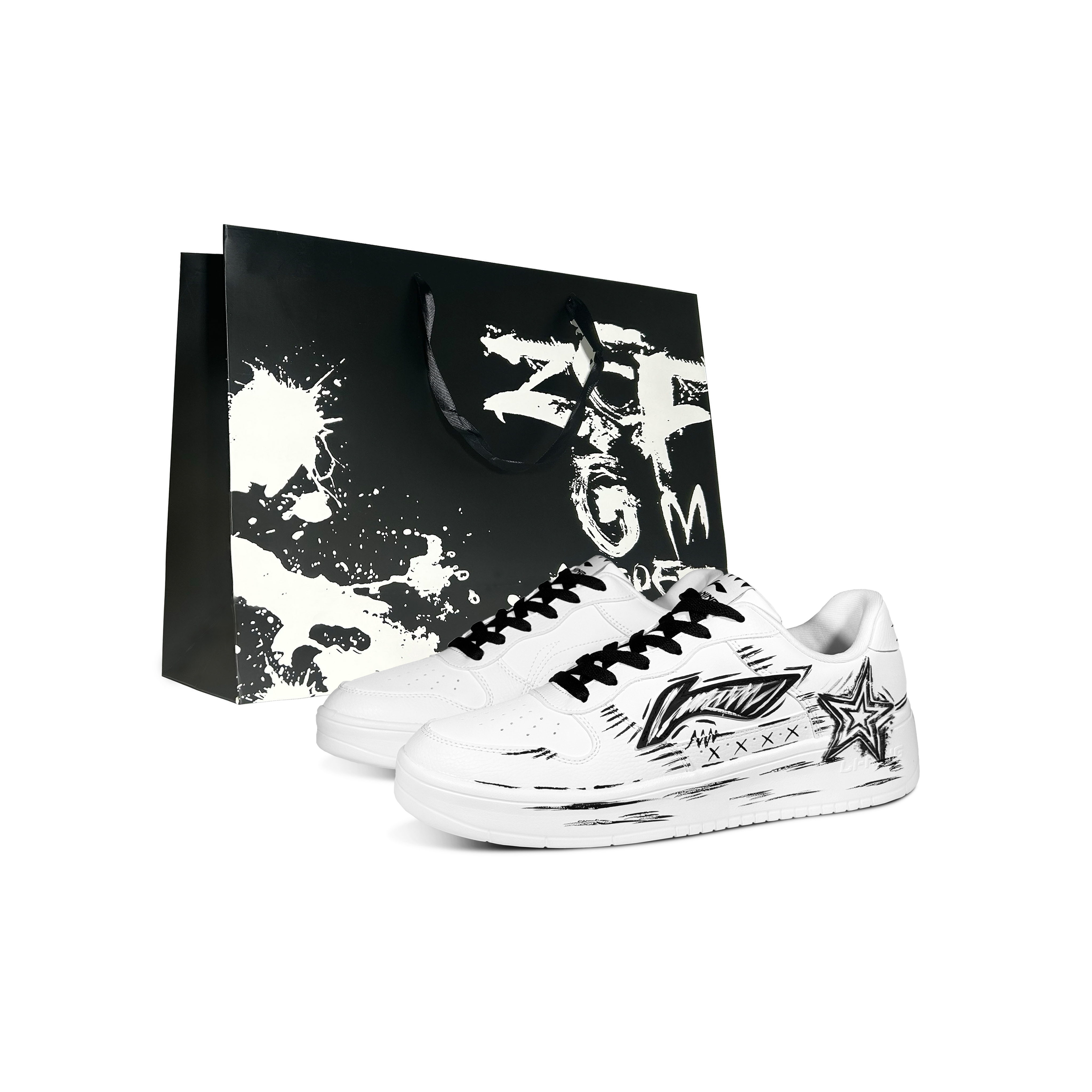 

LINING Кроссовки для скейтбординга Pontoon Boats Crazy Star Low Top, мужские, черно-белые