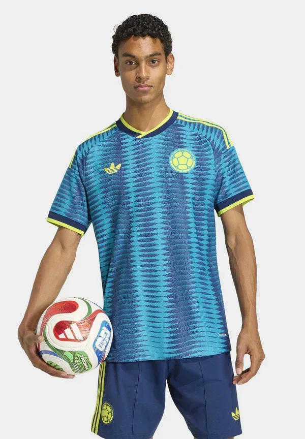 Футболка Adidas Performance Colombia 26 away authentic national team, цвет загадочный бирюзовый, темно-синий