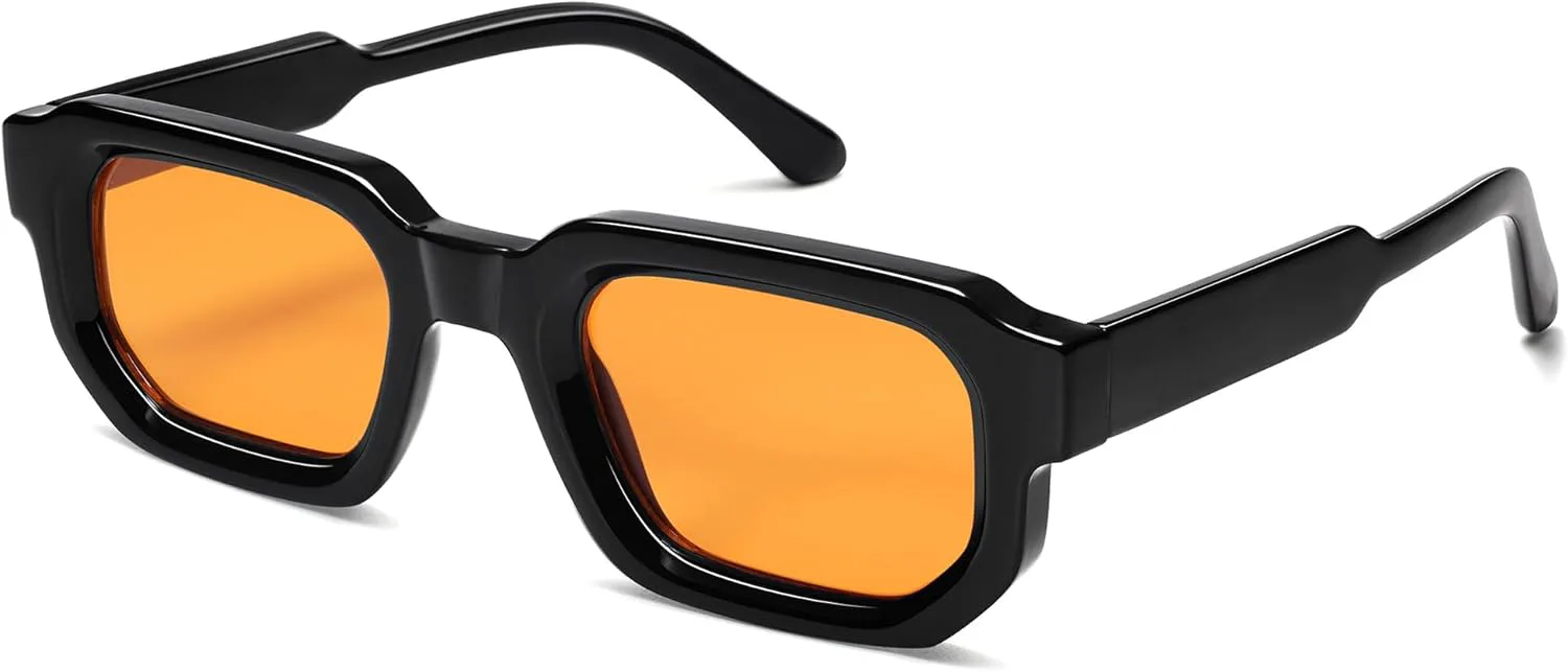 

Солнцезащитные очки VANLINKER Retro Small Chunky Rectangle для мужчин и женщин, винтажные, модные, квадратные, толстые, модель VL9823, C5-orange Lens/Black Frame