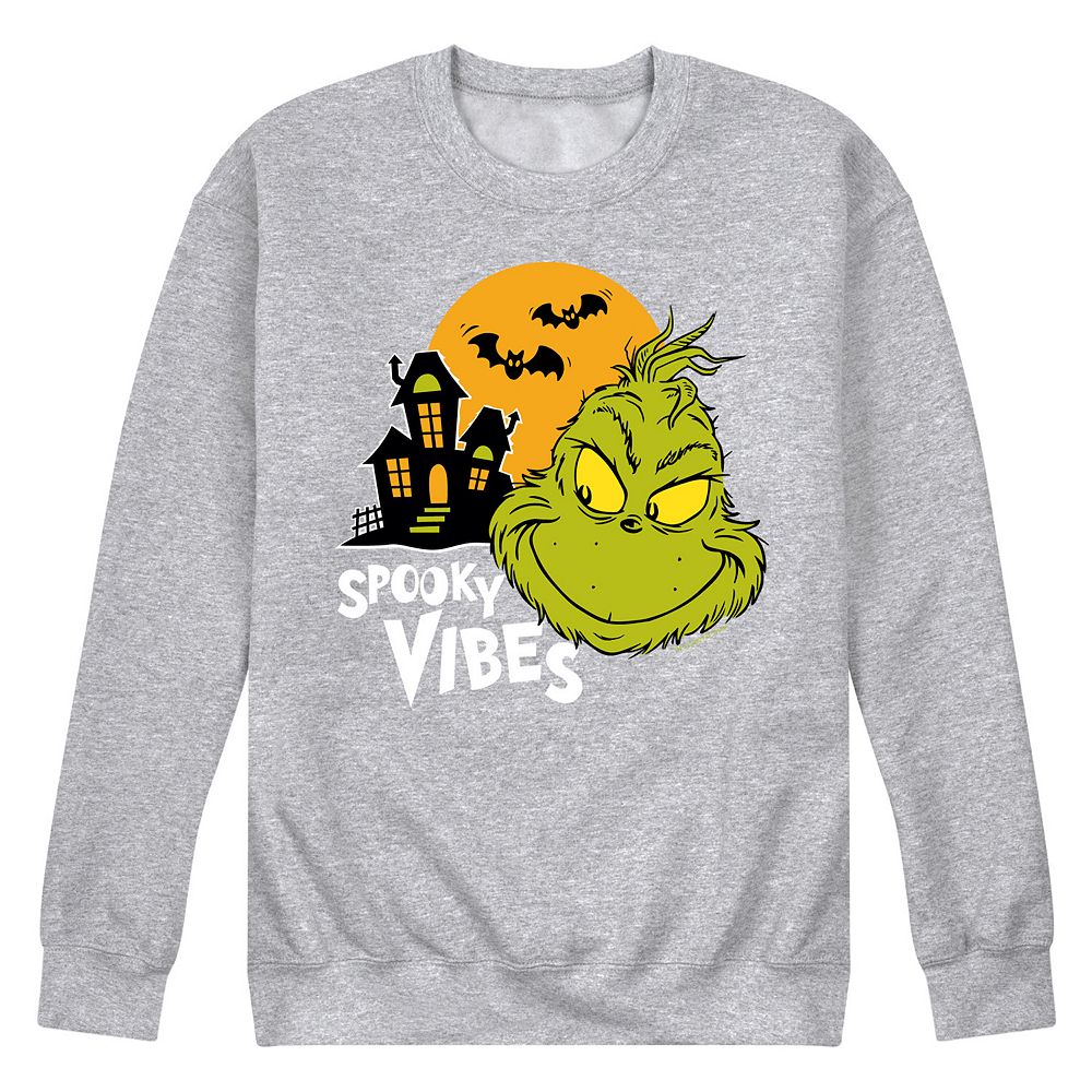 

Мужской флисовый свитшот Dr. Seuss Grinch Spooky Vibes Licensed Character, цвет Heather Gray