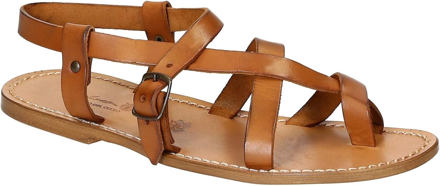 

Мужские кожаные сандалии ручной работы в винтажном кожаном цвете Gianluca - L'Artigiano Del Cuoio, Tan