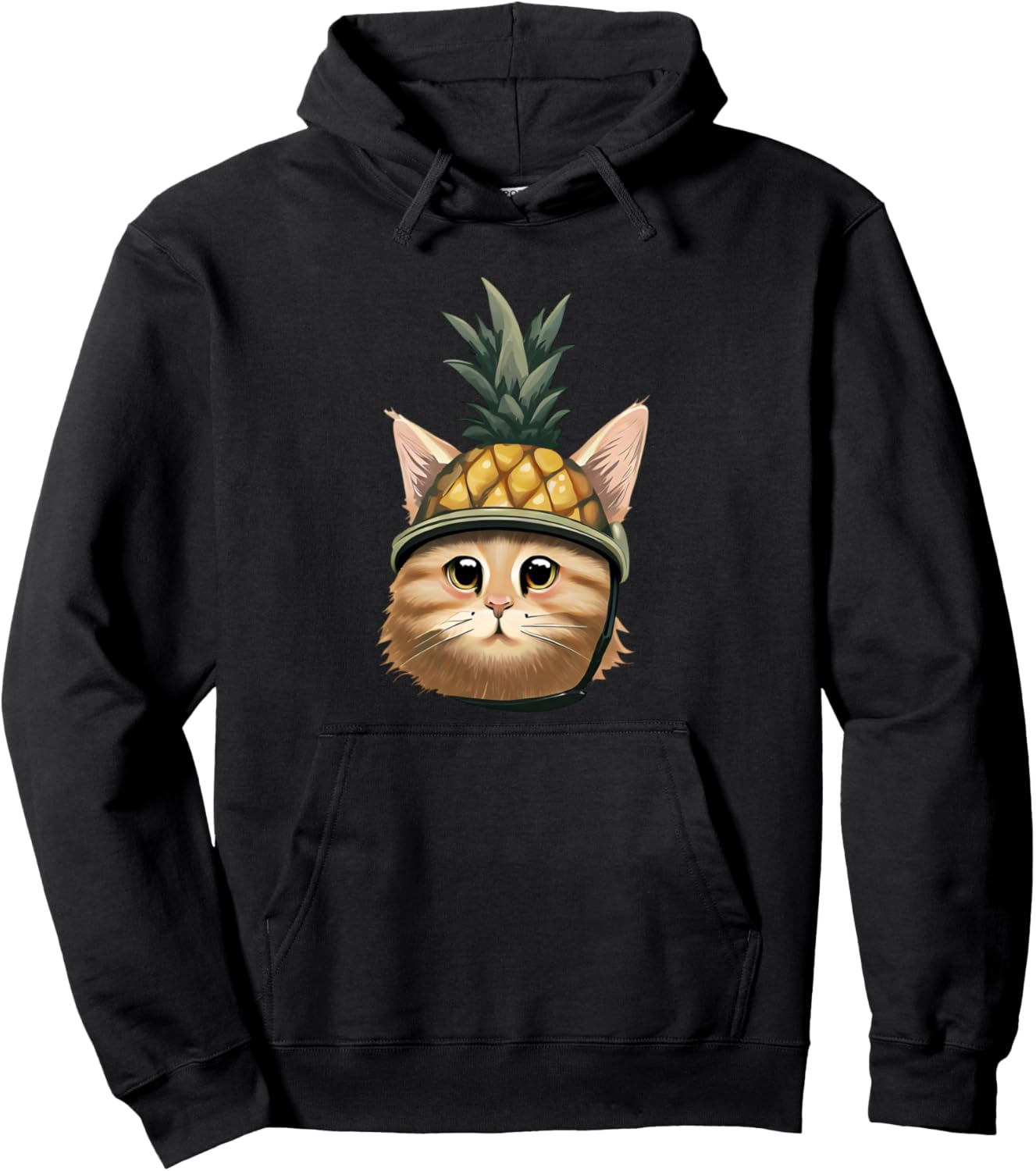 

Толстовка с изображением кота-ананаса Pineapple Cat Helmet, черный