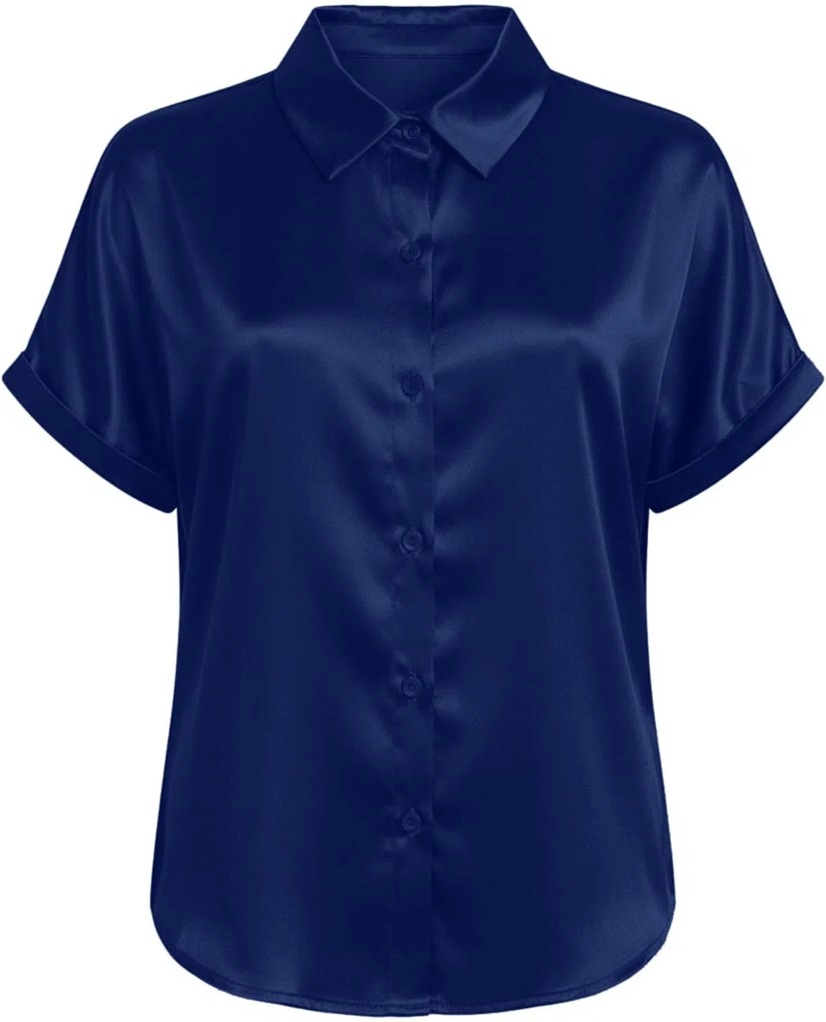 Блуза с воротником-стойкой Button-Down Shirt, темно-синий — фото 4