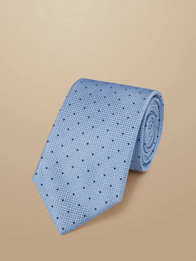 

Шелковый галстук в горошек Charles Tyrwhitt, Sky Blue