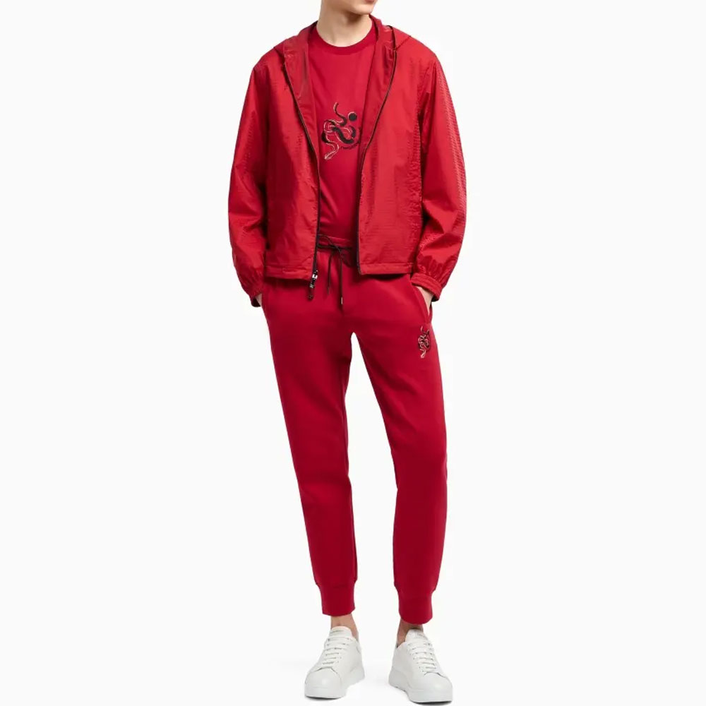 Футболка Asv из смесового лиоцелла с вышивкой EMPORIO ARMANI, красный — фото 4