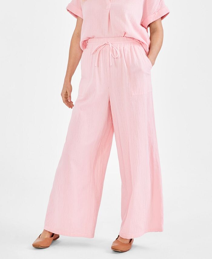 

Широкие брюки Petite Gauze Style & Co, розовый