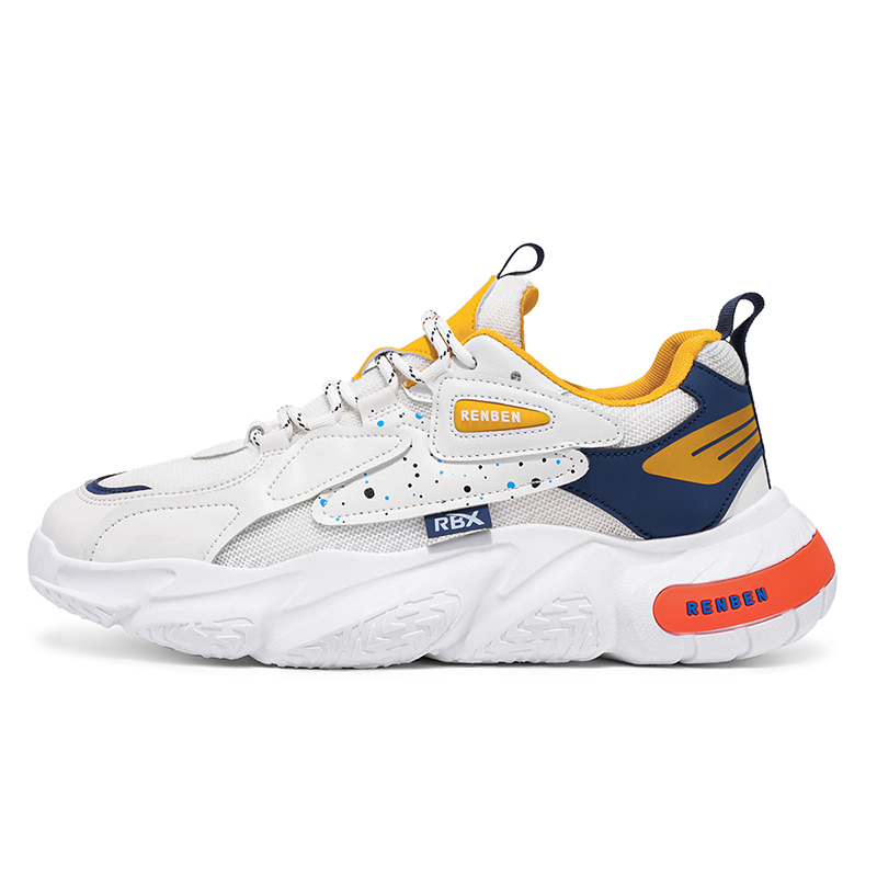 

Дышащие и легкие низкие повседневные туфли для мужчин RENBEN, White Orange
