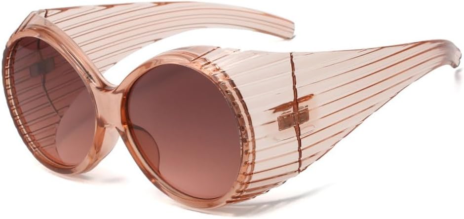 

Винтажные овальные солнцезащитные очки большого размера для женщин, модные градиентные очки с защитой от УФ-излучения UV400 для мужчин, панк-стиль TKKTLLT, Champagne Tea Pink