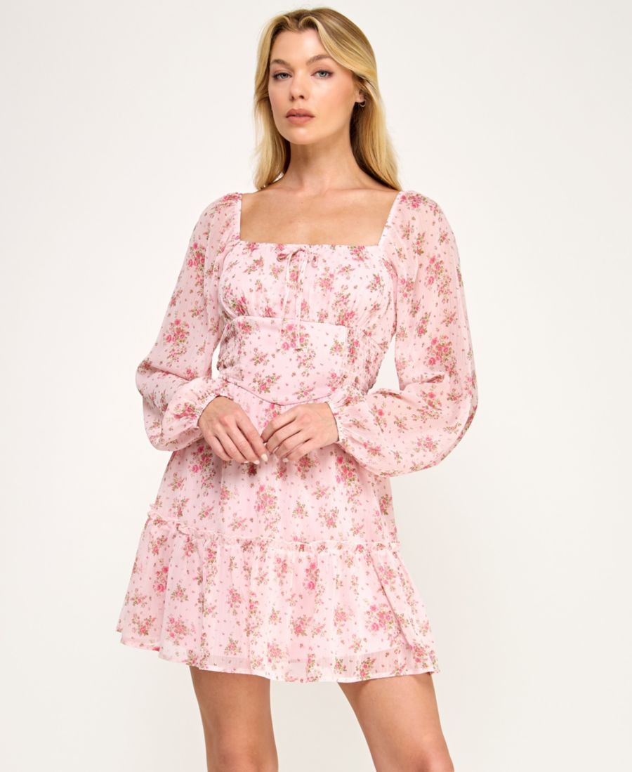 

Детское платье с квадратным вырезом и присборенной талией Trixxi, Pink