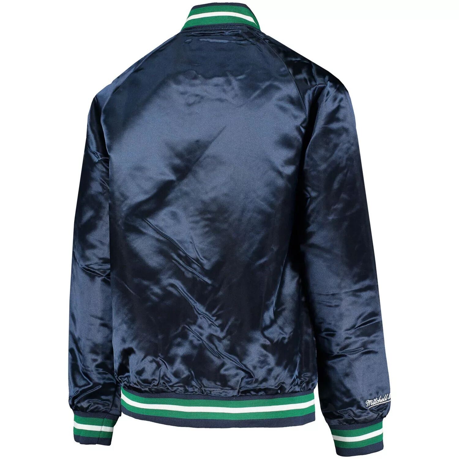 Молодежная темно-синяя куртка на кнопках Mitchell & Ness Dallas Mavericks Hardwood Classics из атласа реглан Unbranded — фото 3