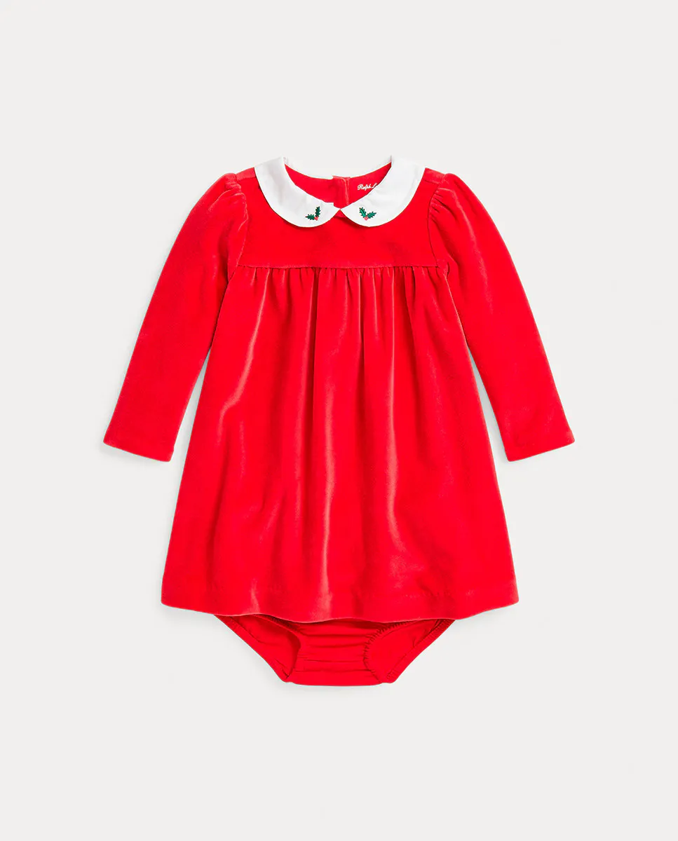 

Бархатное платье для девочки Polo Ralph Lauren, красный