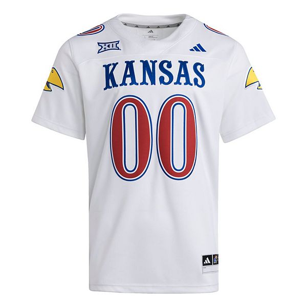 Мужская футболка Kansas Jayhawks Premier Strategy #00 белая Adidas — фото 3
