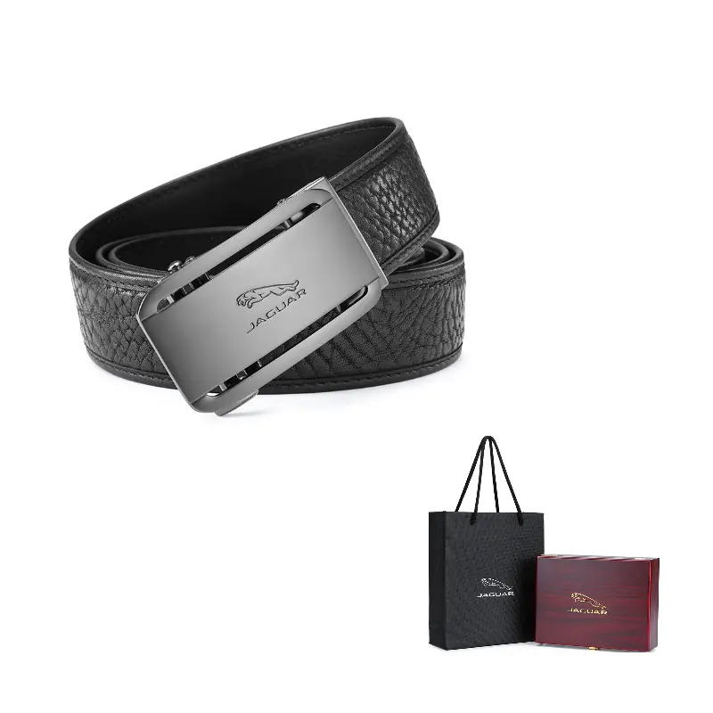 

JAGUAR Автоматическая пряжка из кожи дикого буйвола мужской ремень шириной 3.5 см, Black