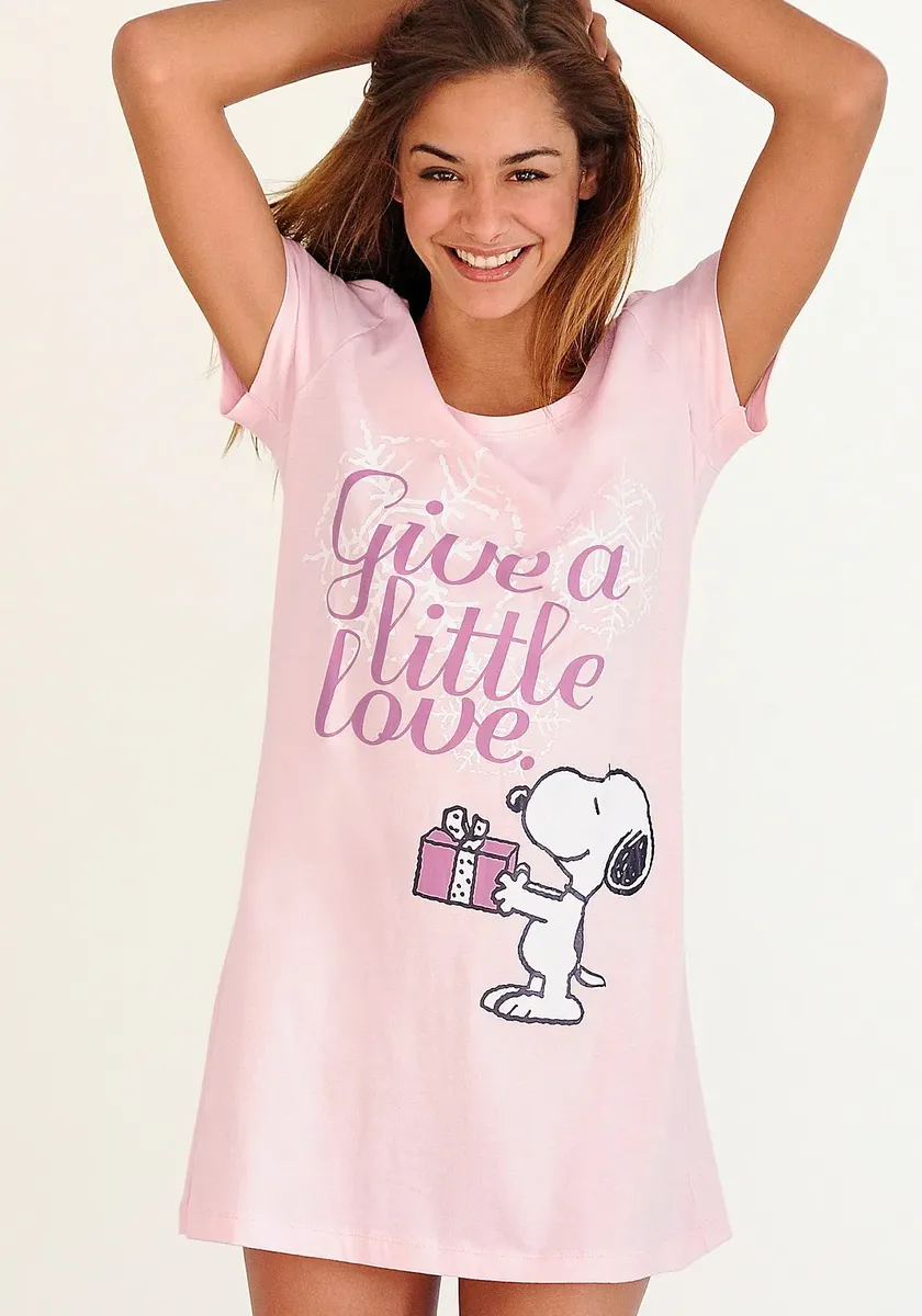 

Ночная рубашка Peanuts с принтом Snoopy, длина мини, розовый
