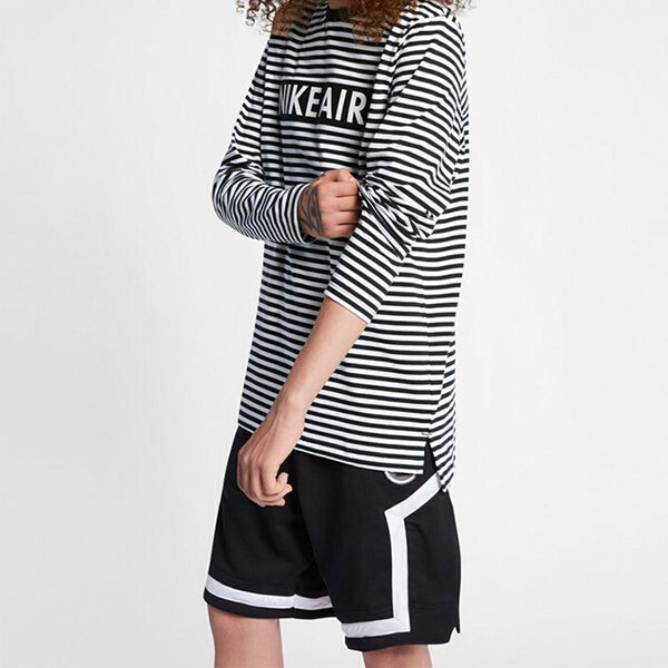 Футболка air top ls alphabet logo printing black white stripe long sleeves black white Nike, черный — фото 4