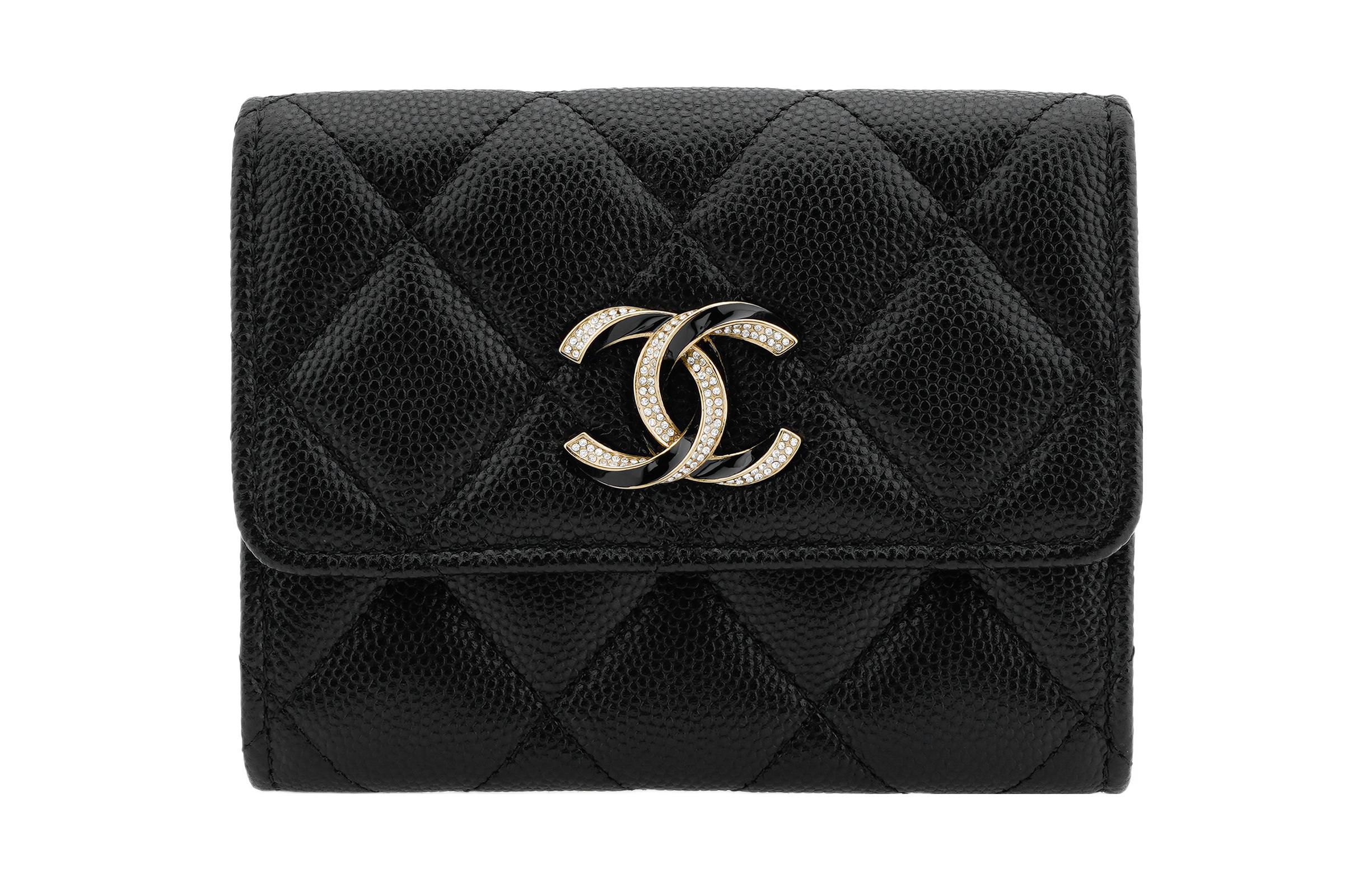 

Личи Зерно Кожаная Кардхолдер, Монетница Женская Чёрная CHANEL